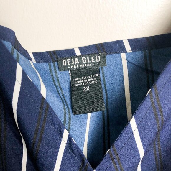 Deja Bleu Striped Faux Wrap Jumpsuit - Picture 4 of 7